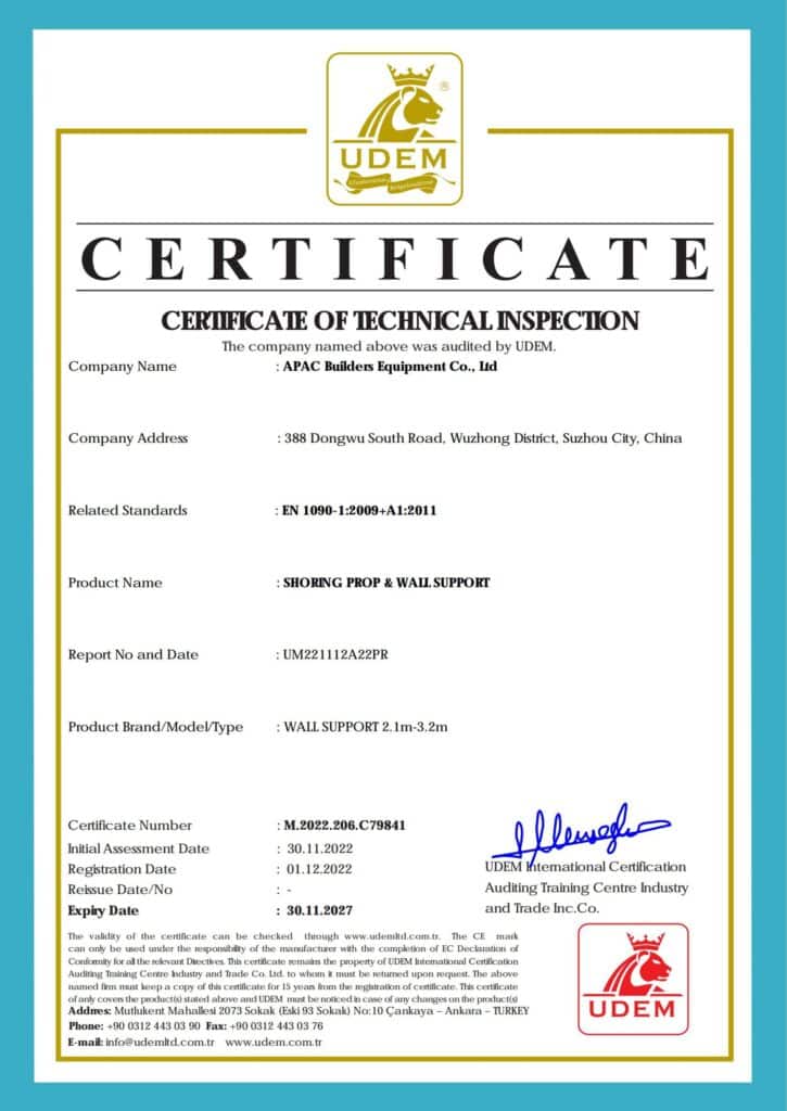 APAC CERTIFICATE OF TECHNICAL INSPECTION