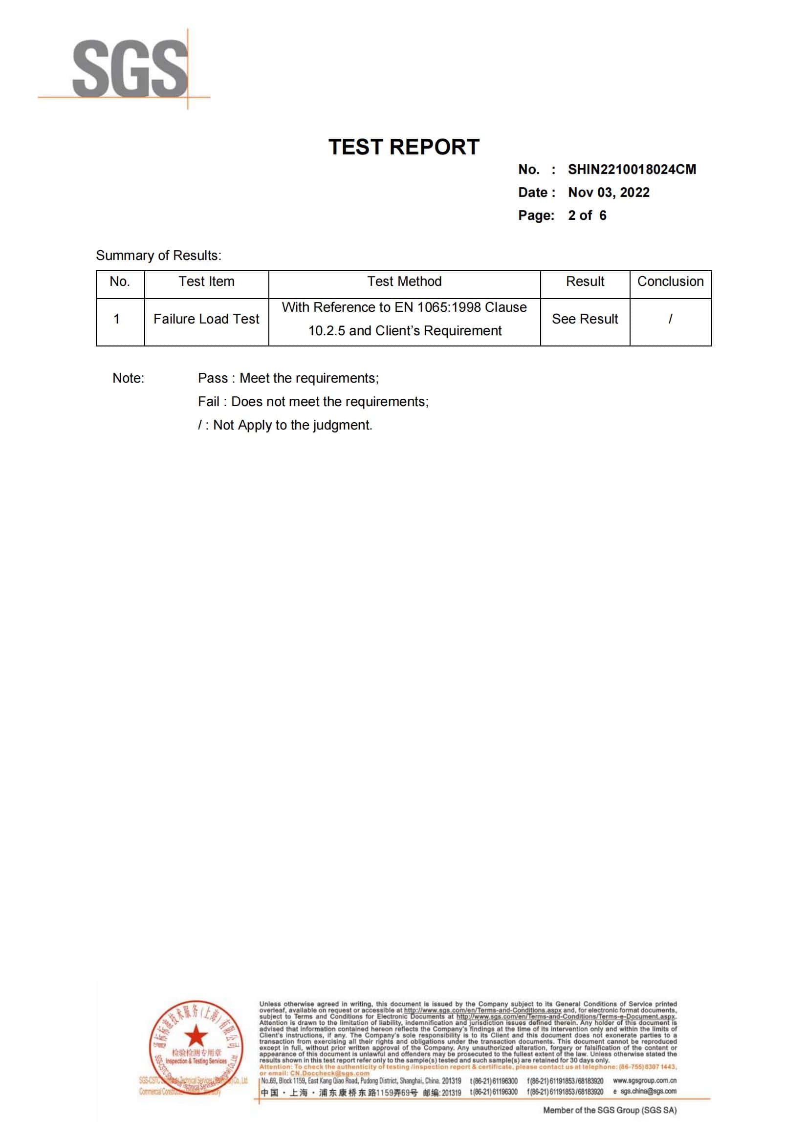 Heavy Duty Shoring Post EN1065 Test Report 01