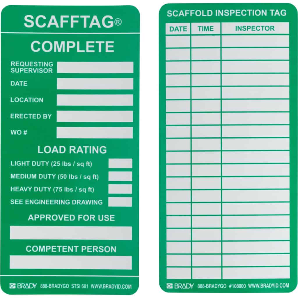 SCAFFTAG Scaffold Inspection Tag Inserts